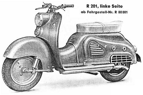 Zndapp-Ersatzteilliste Typ R201 Bella Roller mit Anlasser